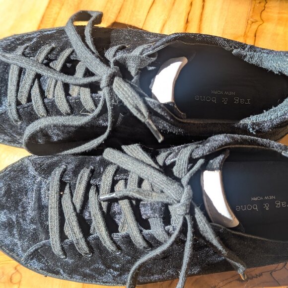Rag & Bone Black crushed velvet sneaker size 39 - Picture 4 of 5